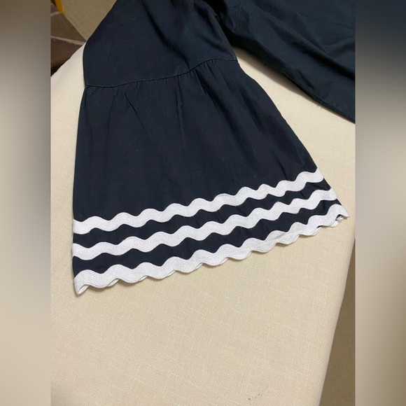 Talbots Navy Blue Blouse Top with White Rick Rack Detail in Size XL. - Picture 3 of 9